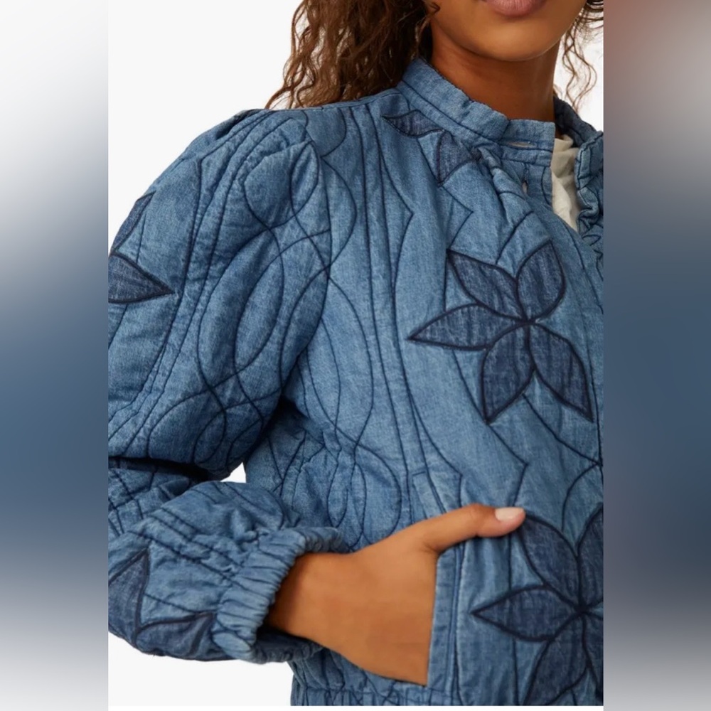 FREE PEOPLE Quinn Quilted Cotton Denim Jacket-NWT - Picture 5 of 6